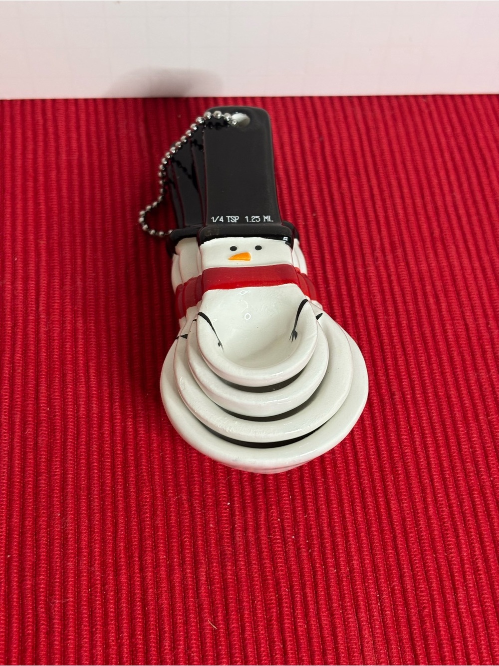 Snowman Measuring Spoon Set - White, Black and Red